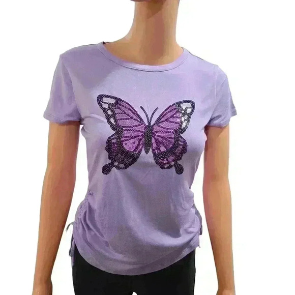 Lavender Butterfly Graphic T-Shirt - Never Worn Women's Casual Top - Picture 4 of 8